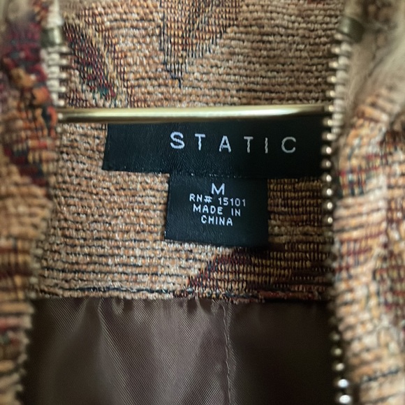 Static corduroy floral pattern jacket faux fur collar women’s size medium y2k - Picture 3 of 8